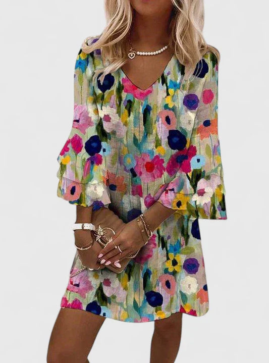 Hannah | Womens Floral V Neck Mini Dress