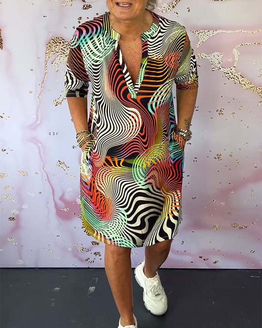 Women's Casual Abstract Print Dress - Fashinoza