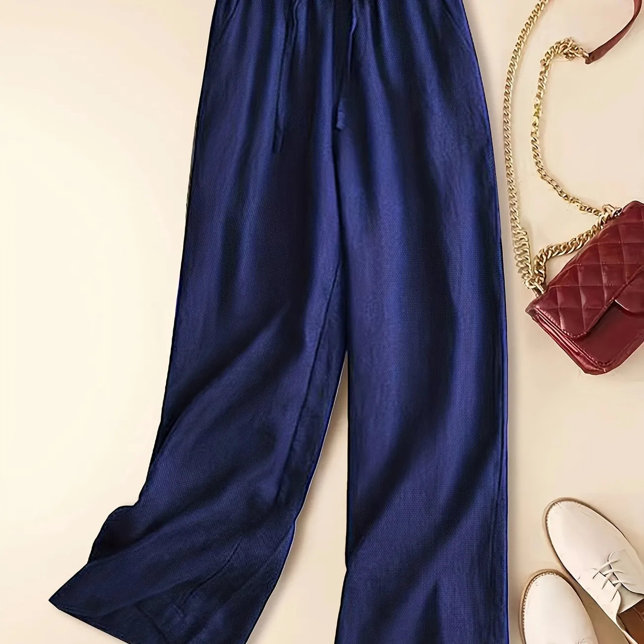 Women's Drawstring Wide Leg Trousers
