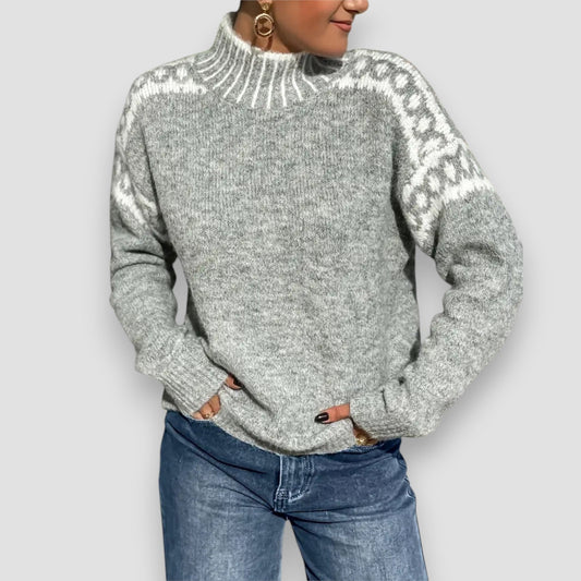 Women's Ribbed Neck Sweater - Fashinoza