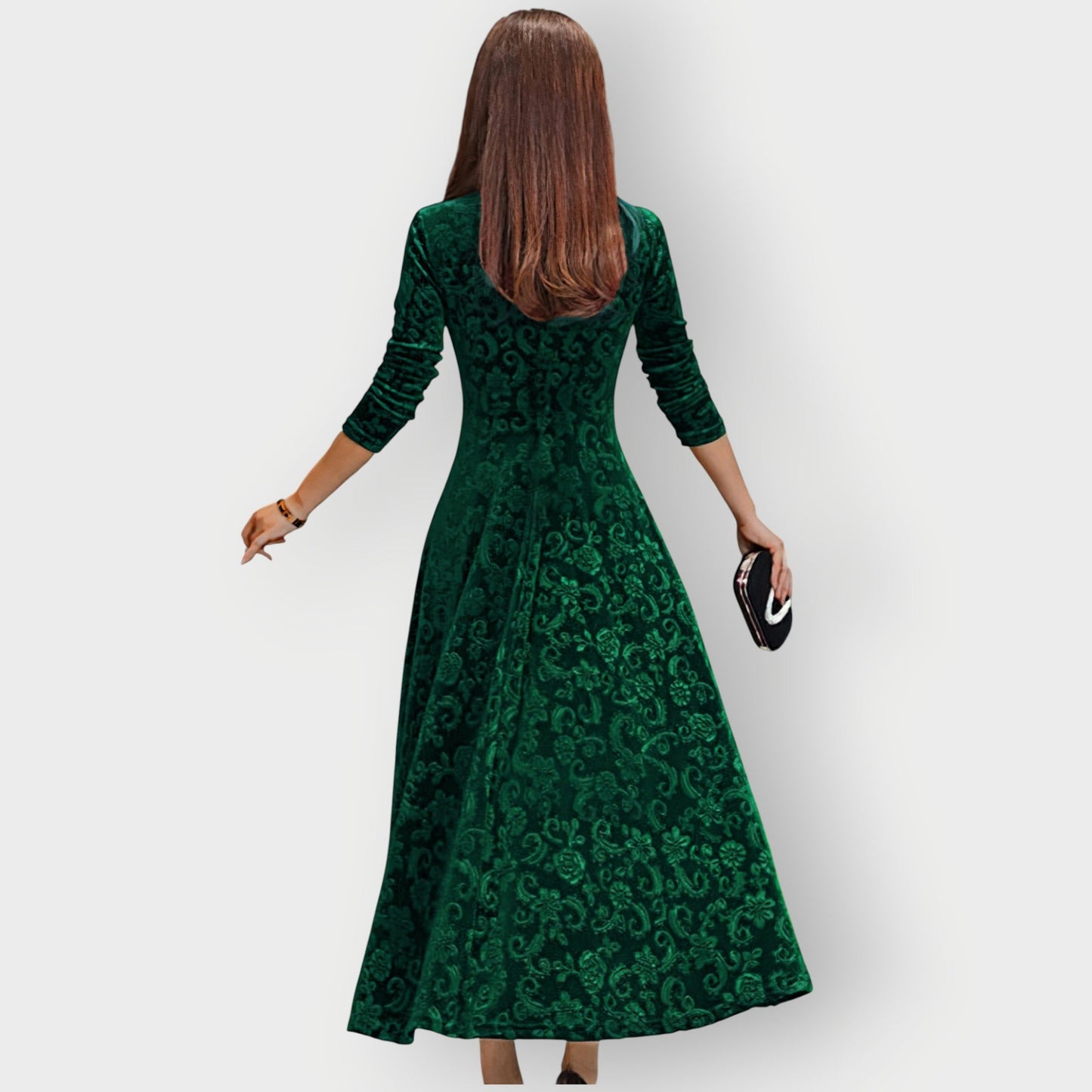 Women's Velvet Midi Dress Vintage Style