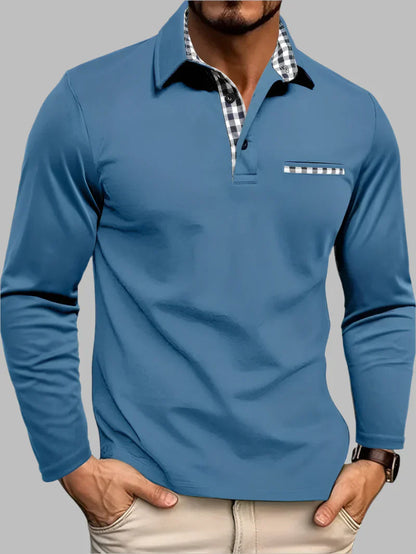 Men's Long-Sleeve Polo Shirt Cotton Classic