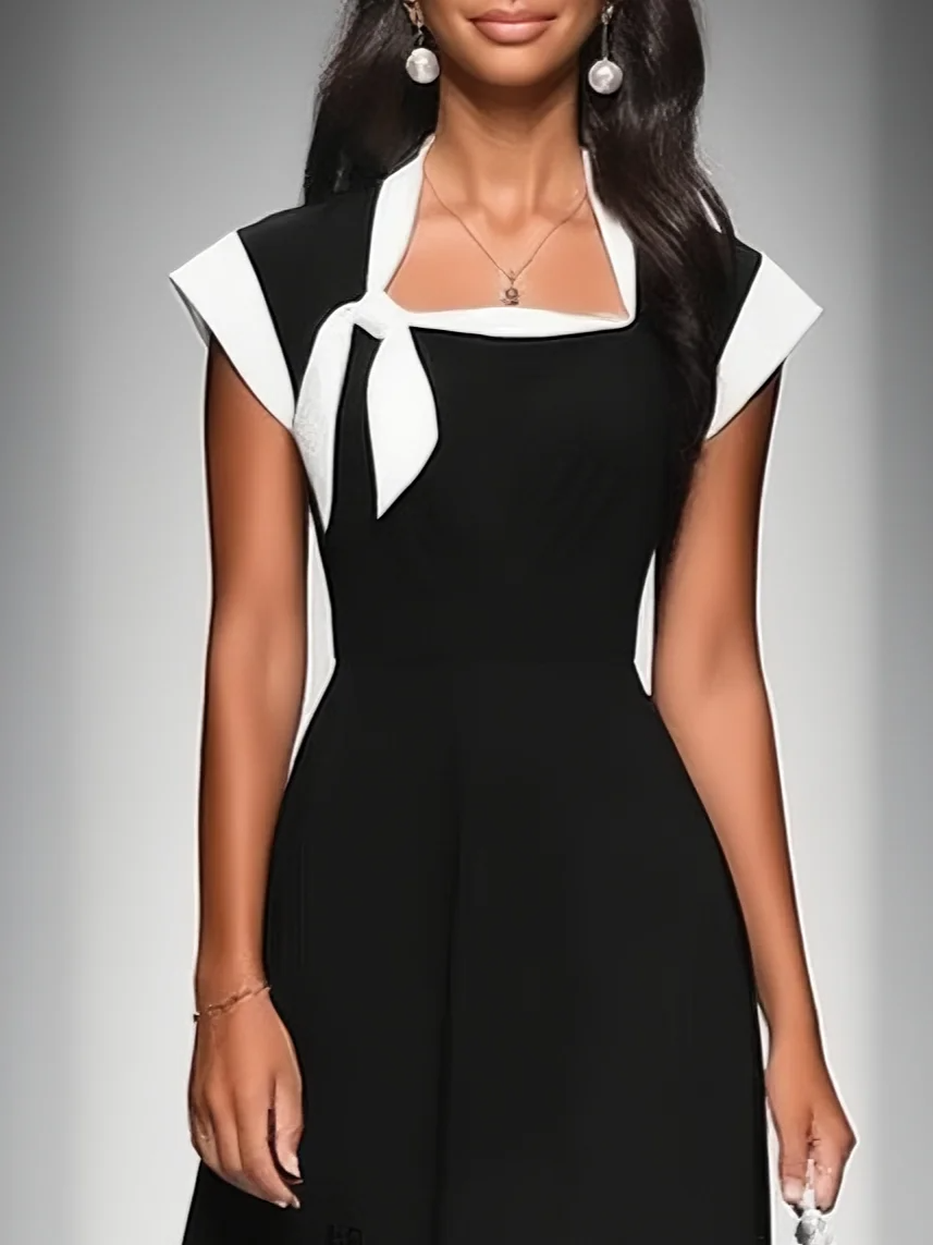 Mirelliane | Elegant Contrast Women’s Midi Dress