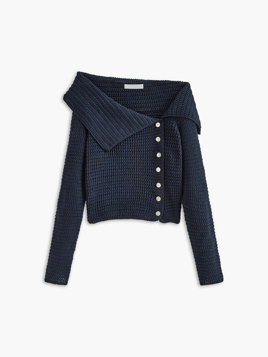 Women's Off-The-Shoulder Cardigan Button Front - Fashinoza