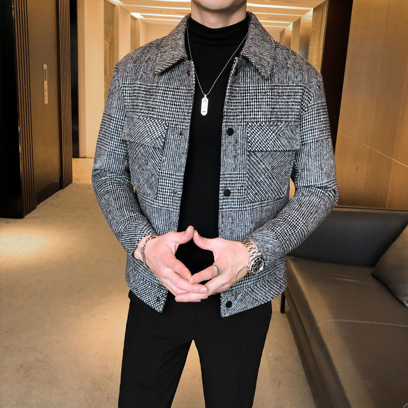Men's Plaid Button Down Jacket - Fashinoza