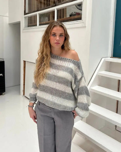 Women's Asymmetrical Long Sleeve Sweater Textured