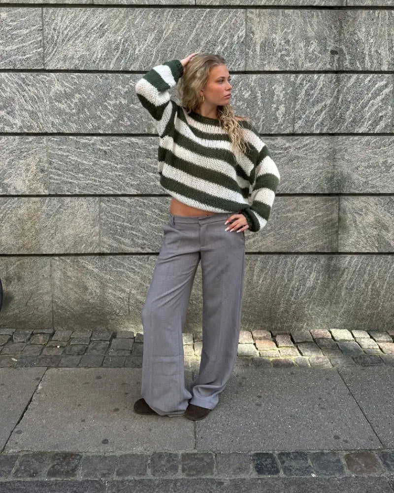 Women's Asymmetrical Long Sleeve Sweater Textured