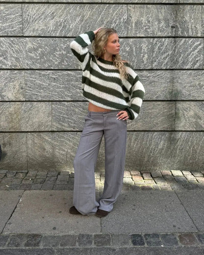 Women's Asymmetrical Long Sleeve Sweater Textured