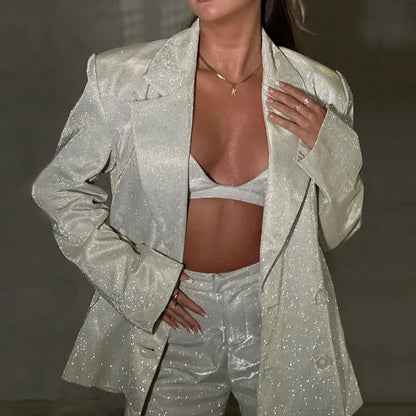 Women's Glitter Blazer Set 3Piece