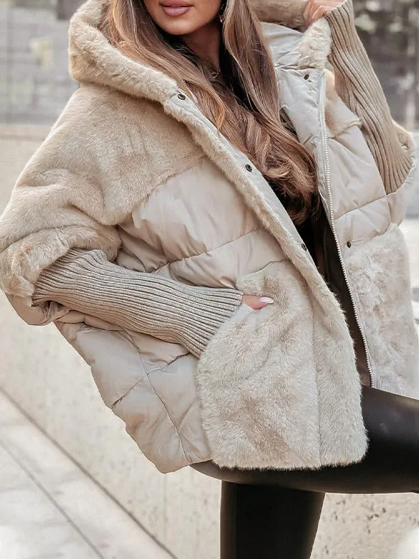 Women's Quilted Fleece Jacket With Hood