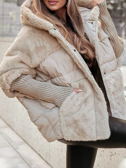 Women's Quilted Fleece Jacket With Hood