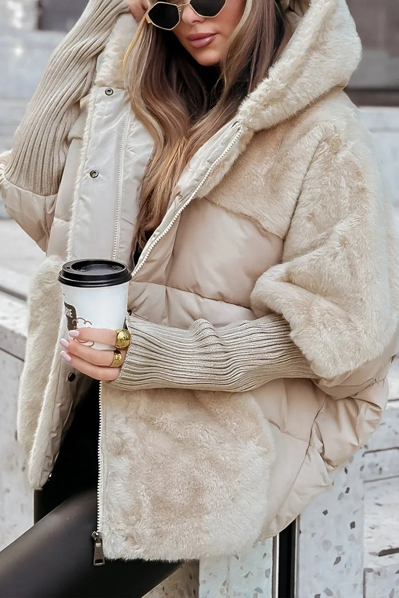 Women's Quilted Fleece Jacket With Hood