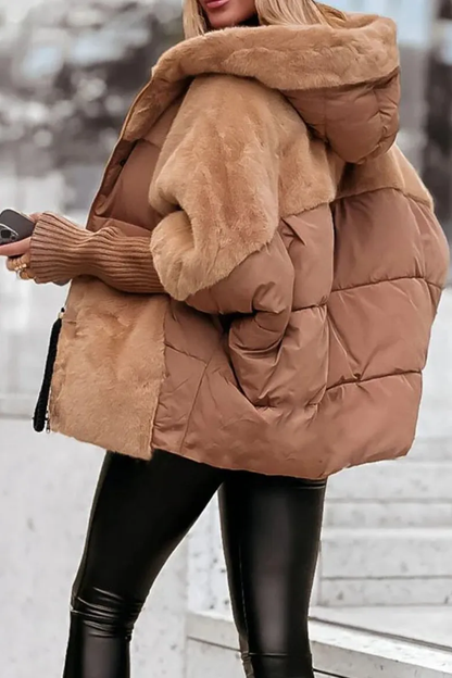 Women's Quilted Fleece Jacket With Hood