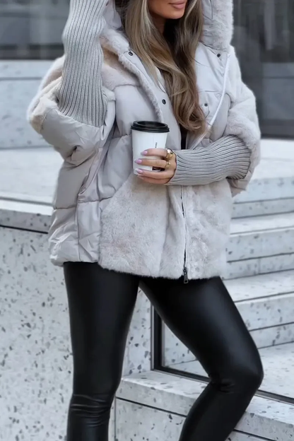 Women's Quilted Fleece Jacket With Hood