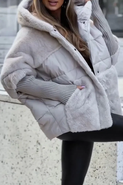Women's Quilted Fleece Jacket With Hood