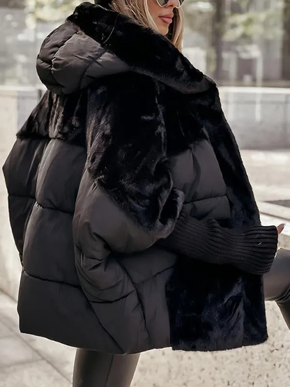 Women's Quilted Fleece Jacket With Hood