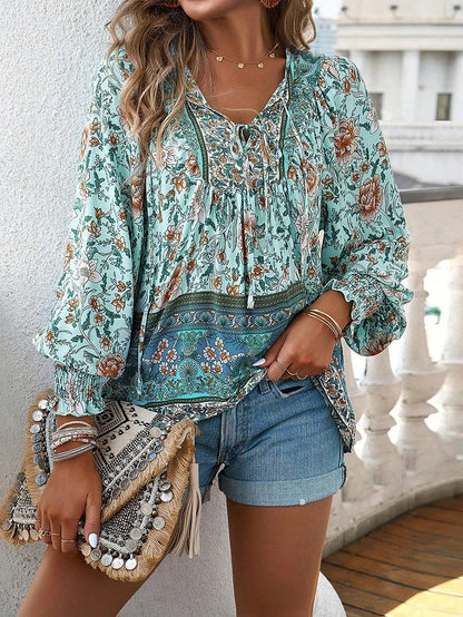 Women's Floral V-Neck Blouse