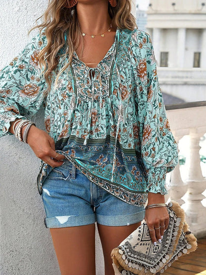Women's Floral V-Neck Blouse