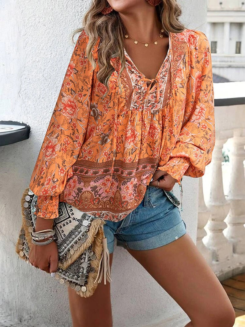Women's Floral V-Neck Blouse