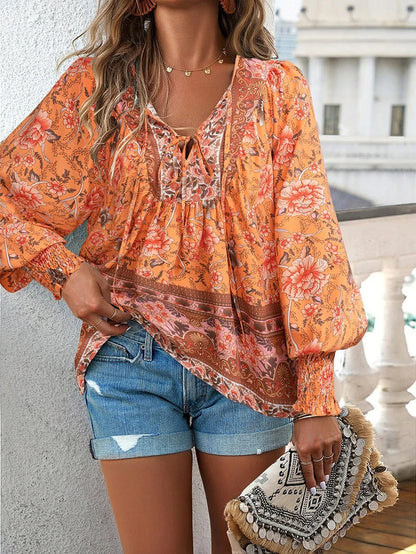 Women's Floral V-Neck Blouse