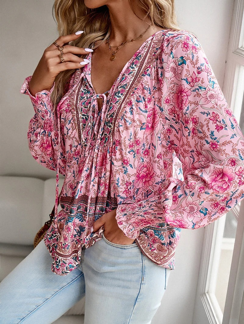 Women's Floral V-Neck Blouse