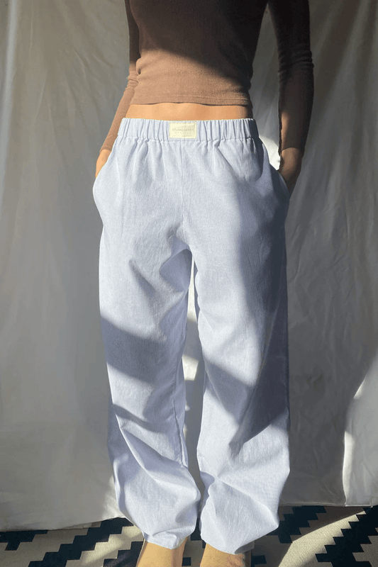 Women's Elastic Waist Pants with Side Pockets - 
Fashinoza