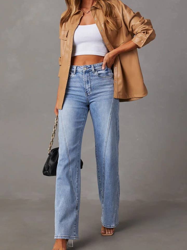 Women's High Waist Straight Leg Pants
