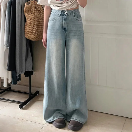 Women's Wide Leg Pants Button Closure - 
Fashinoza