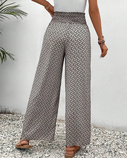 Women's Geometric Pattern Wide Leg Pants