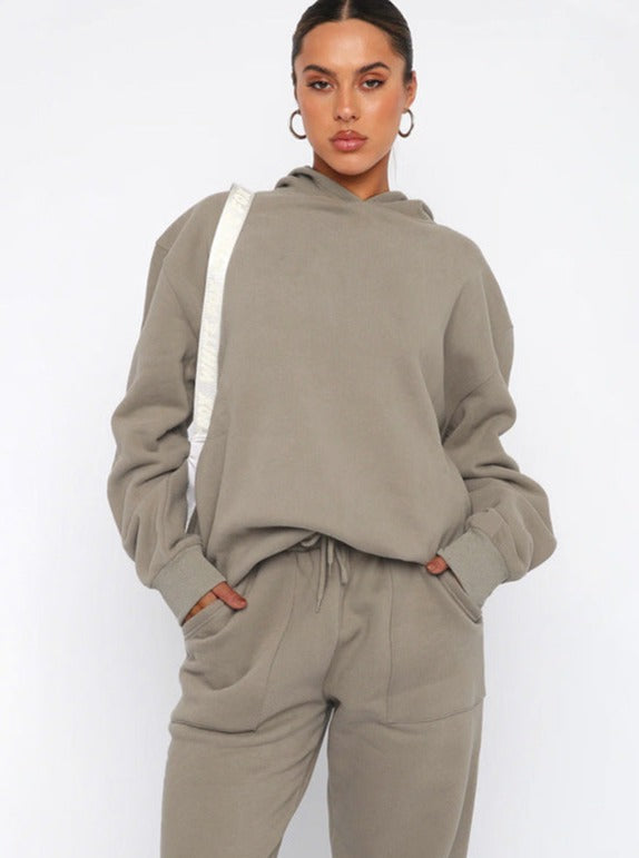 Women's Hooded Jogger Set Straight Leg Pants - 
Fashinoza