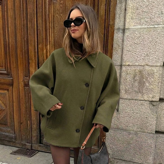 Women's Short Button Front Jacket - 
Fashinoza