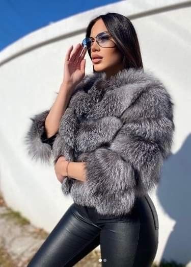 Women's Faux Fur Short Jacket Horizontal Stripes