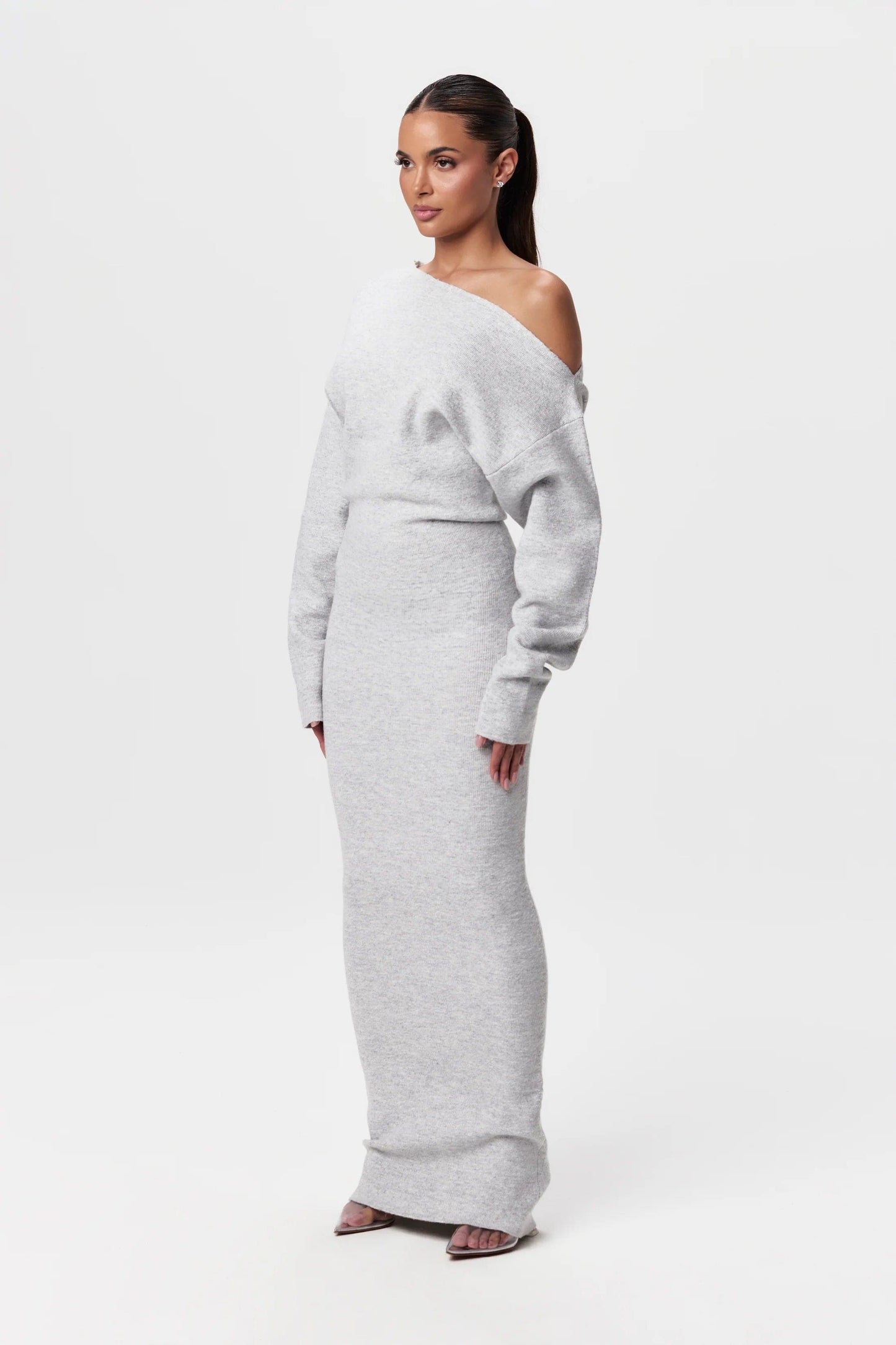 Women's Knit Long Sleeve Maxi Dress Cutout Design