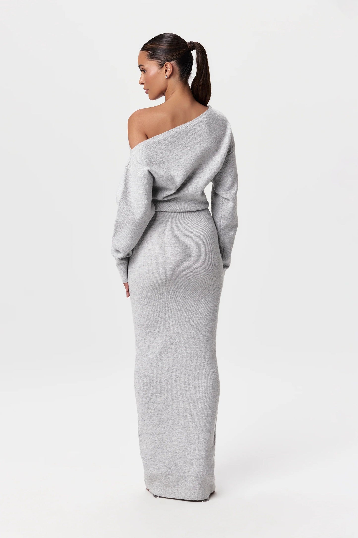 Women's Knit Long Sleeve Maxi Dress Cutout Design