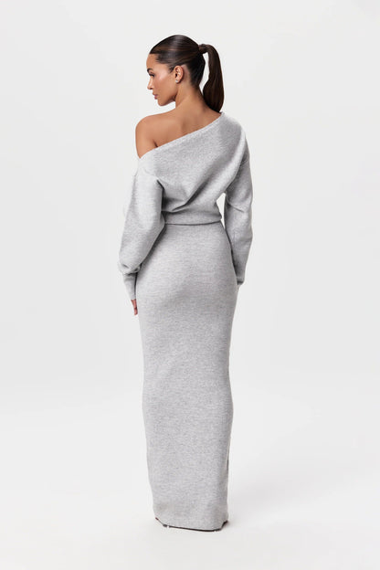 Women's Knit Long Sleeve Maxi Dress Cutout Design