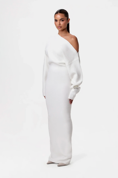 Women's Knit Long Sleeve Maxi Dress Cutout Design