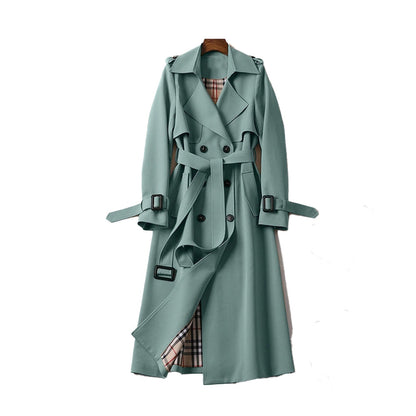 Women's Double Breasted Coat Belted Wool Black