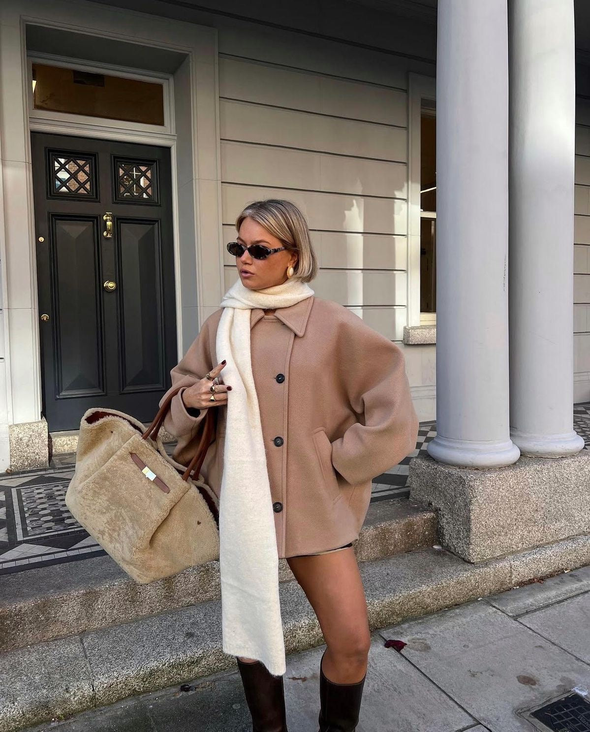 Women's Button Front Coat Wide Collar - 
Fashinoza