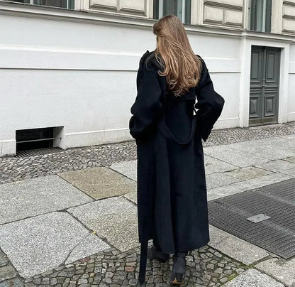 Women's Double Breasted Maxi Coat with Belt