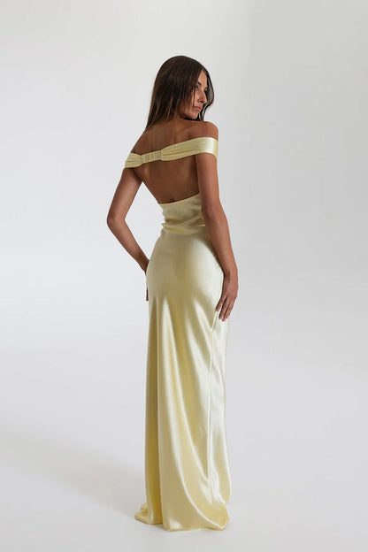 Women's Off Shoulder V Neck Maxi Dress