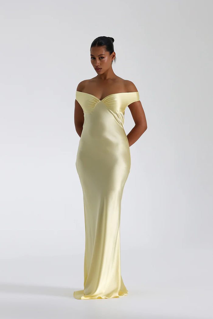 Women's Off Shoulder V Neck Maxi Dress