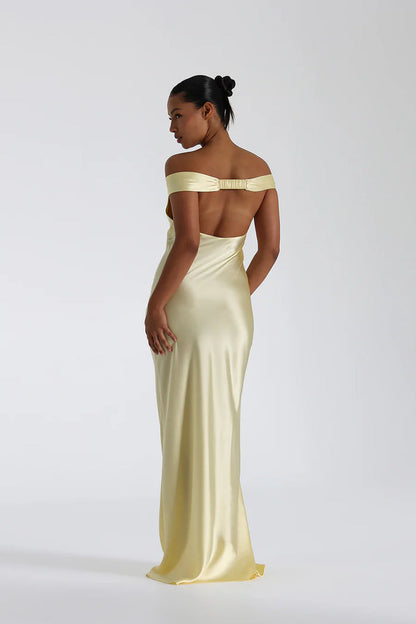 Women's Off Shoulder V Neck Maxi Dress
