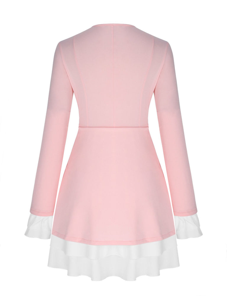Women's Mini Dress V-Neck Ruffled Sleeves