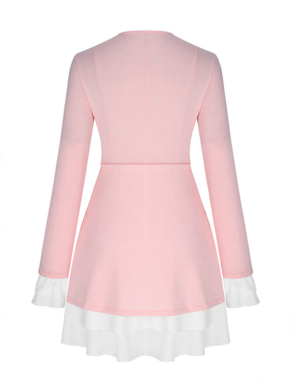Women's Mini Dress V-Neck Ruffled Sleeves