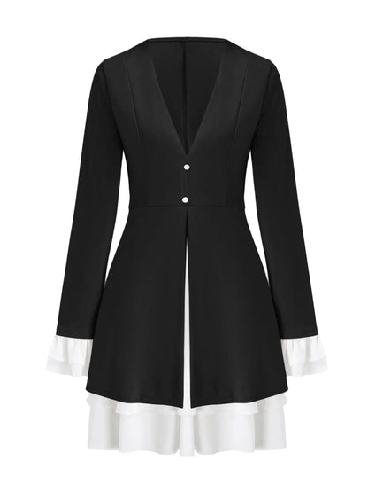 Women's Mini Dress V-Neck Ruffled Sleeves