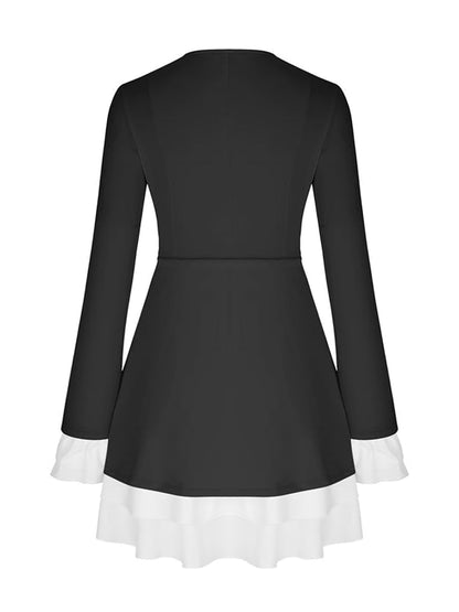 Women's Mini Dress V-Neck Ruffled Sleeves
