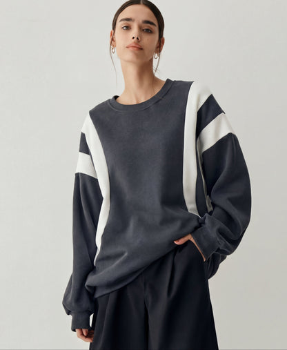 Women's Round Neck Stripe Sweater