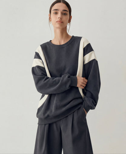 Women's Round Neck Stripe Sweater