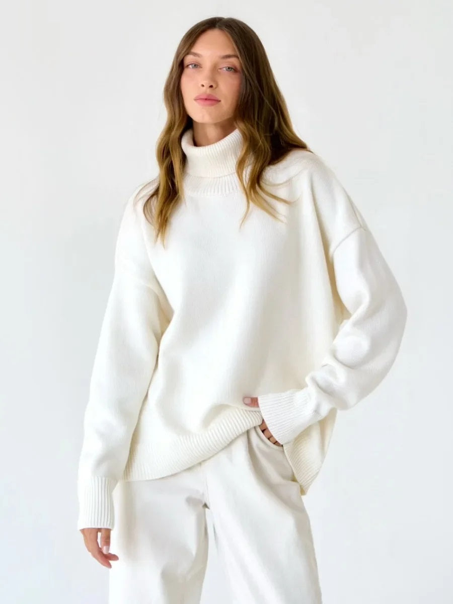 Women's Turtleneck Sweater High Collar Cuffs - 
Fashinoza