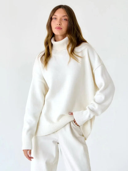 Women's Turtleneck Sweater High Collar Cuffs - 
Fashinoza